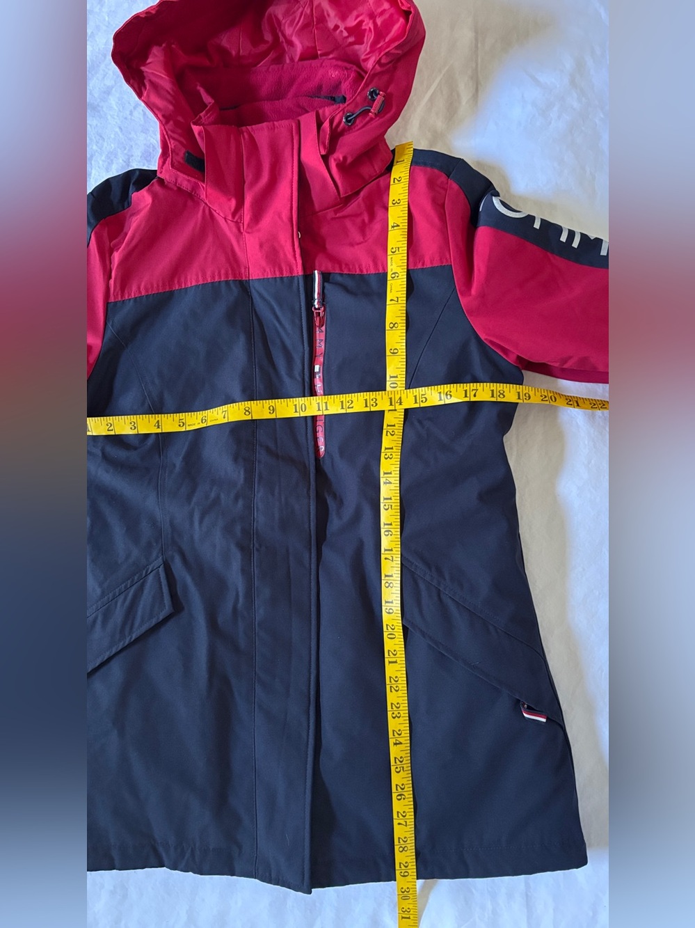 Tommy Hilfiger Womens S 3 In 1 All Weather Hooded Jacket Coat Red Navy - Picture 4 of 16